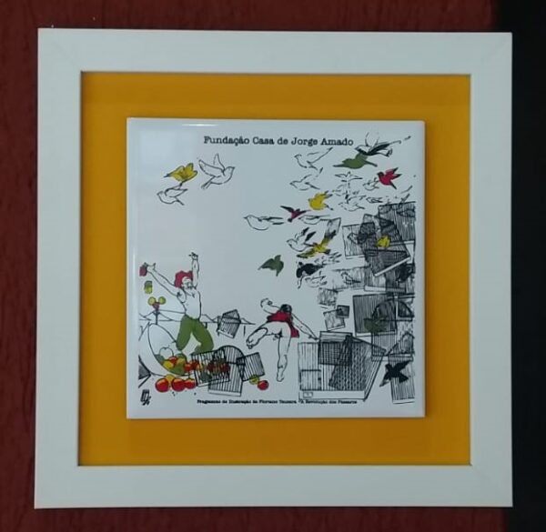 Azulejo com Moldura Pássaros - Desenho Floriano Teixeira