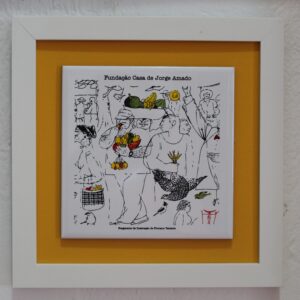 Azulejo com Moldura Jorge Amado na Feira - Desenho Floriano Teixeira